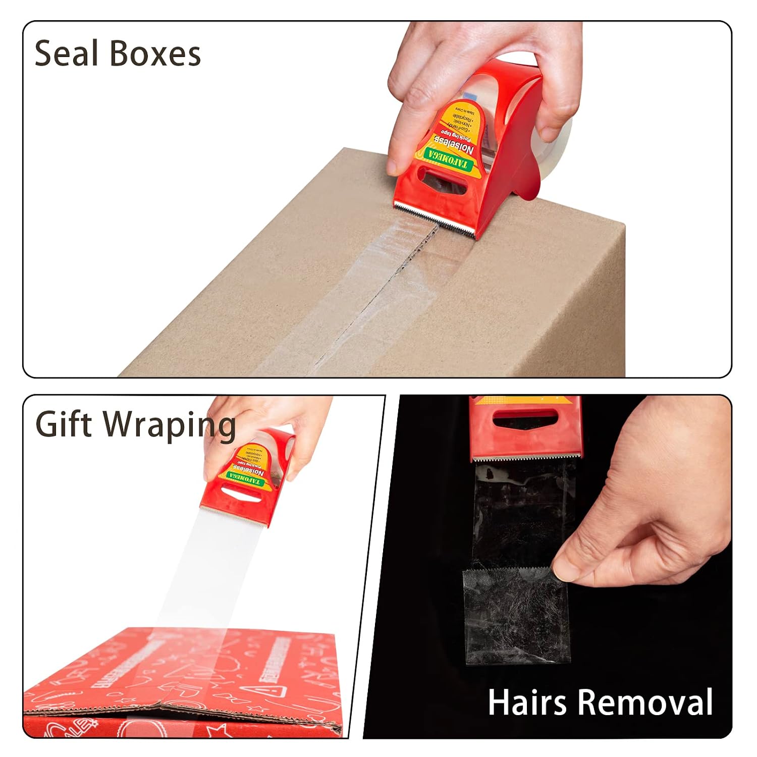 Packing Tape with Dispenser, Noiseless Packaging Tape for Shipping Moving 3 Pack Clear Strong Sealing Adhesive, Industrial Depot Tapes for Storage, 1.96 inch x 33 Yards 1” Core - Image 4